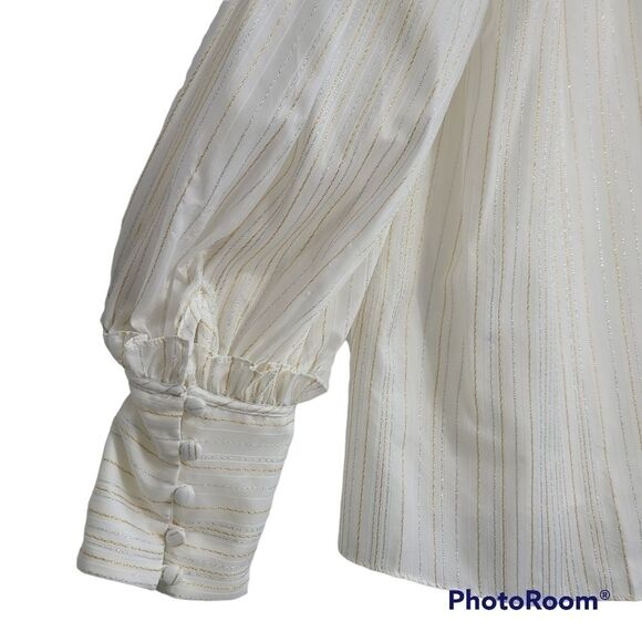 BCBGMAXAZRIA LUREX Shiffon Blouse SIZE‎ XSMALL - Picture 10 of 15